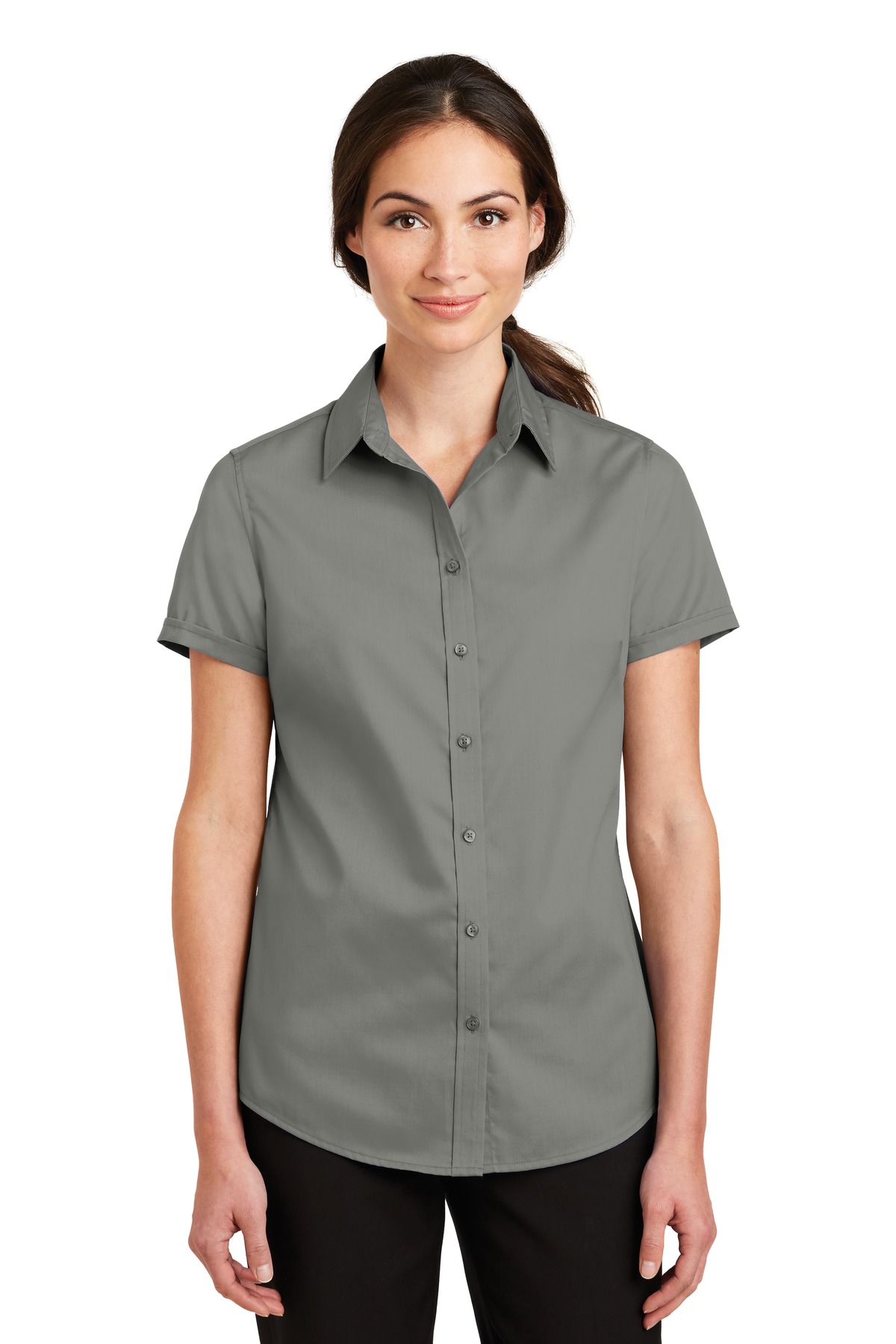 Port Authority ® Women's Short Sleeve SuperPro ™ Twill Shirt. L664 - Image 2