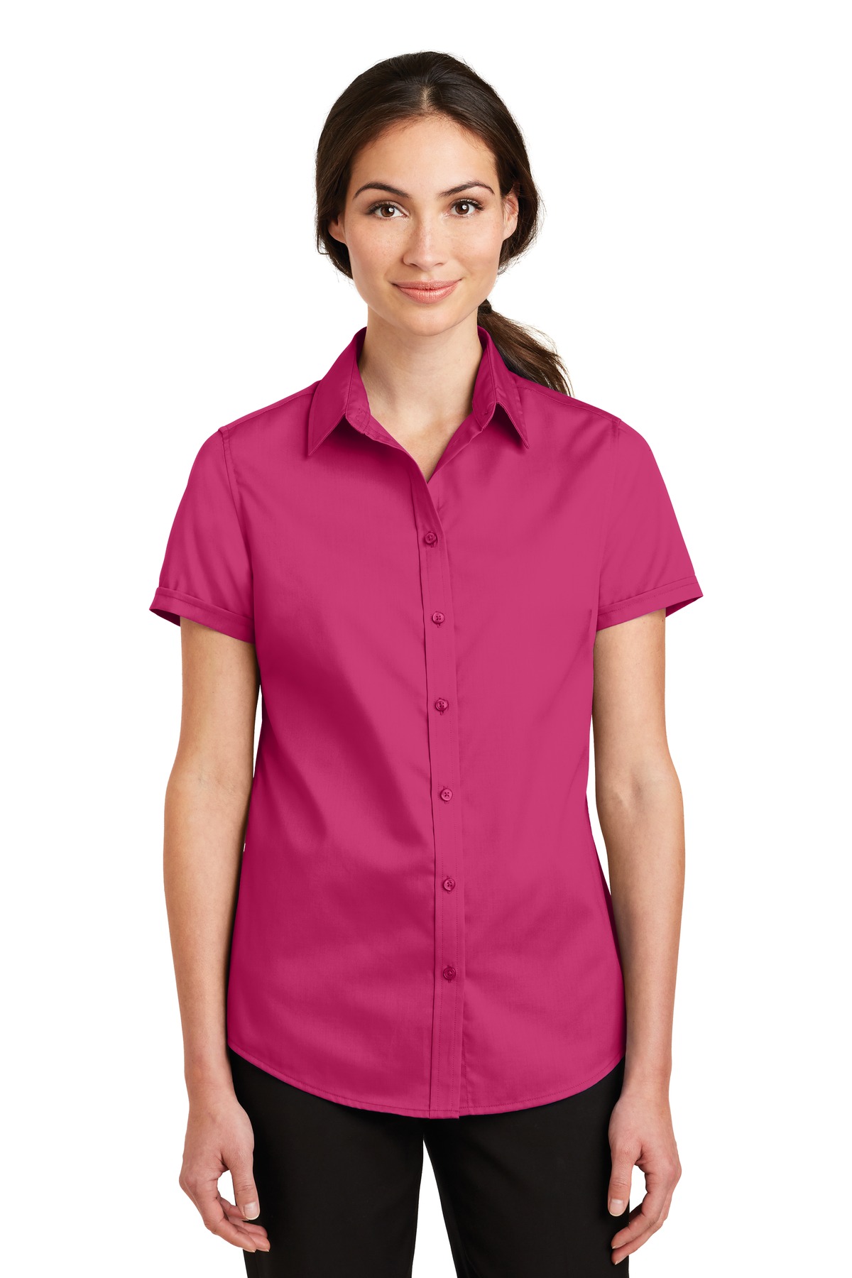 Port Authority ® Women's Short Sleeve SuperPro ™ Twill Shirt. L664 - Image 3