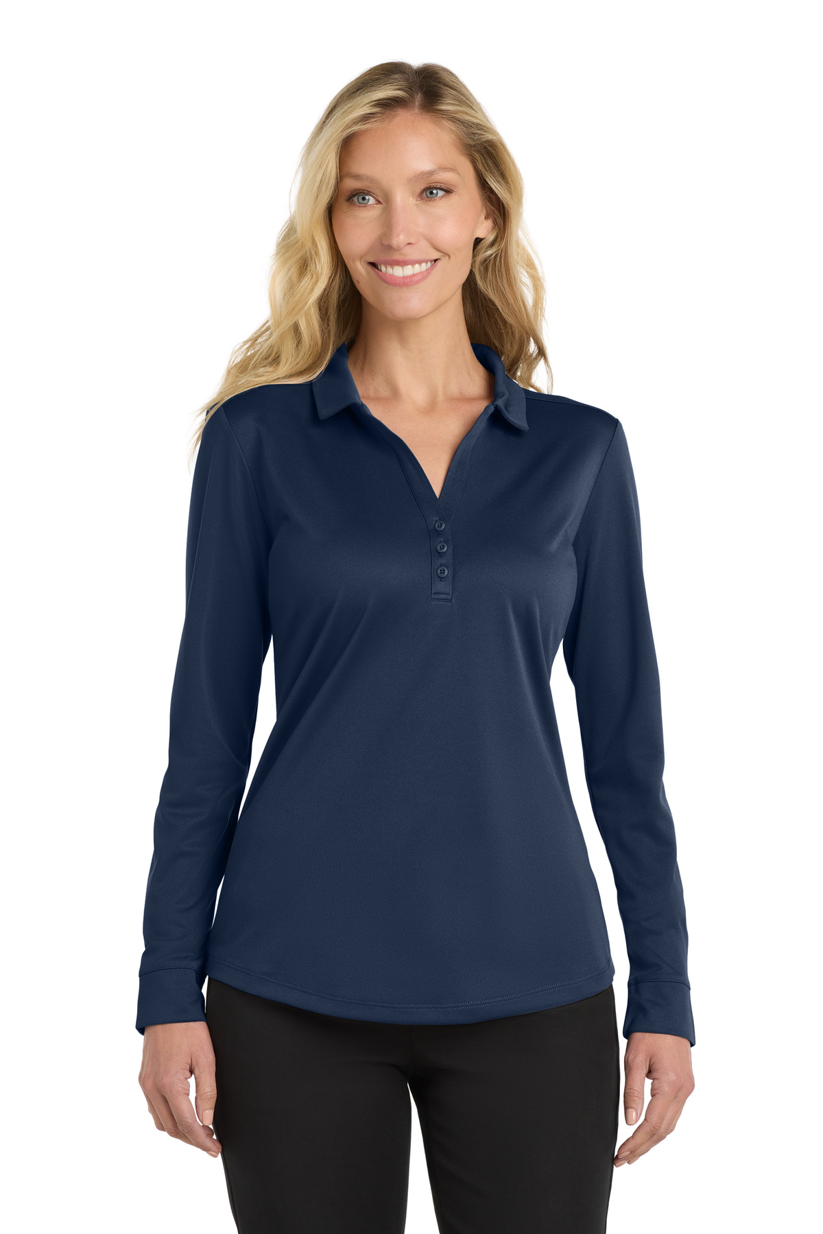 Port Authority ® Women's Silk Touch ™ Performance Long Sleeve Polo. L540LS - Image 3