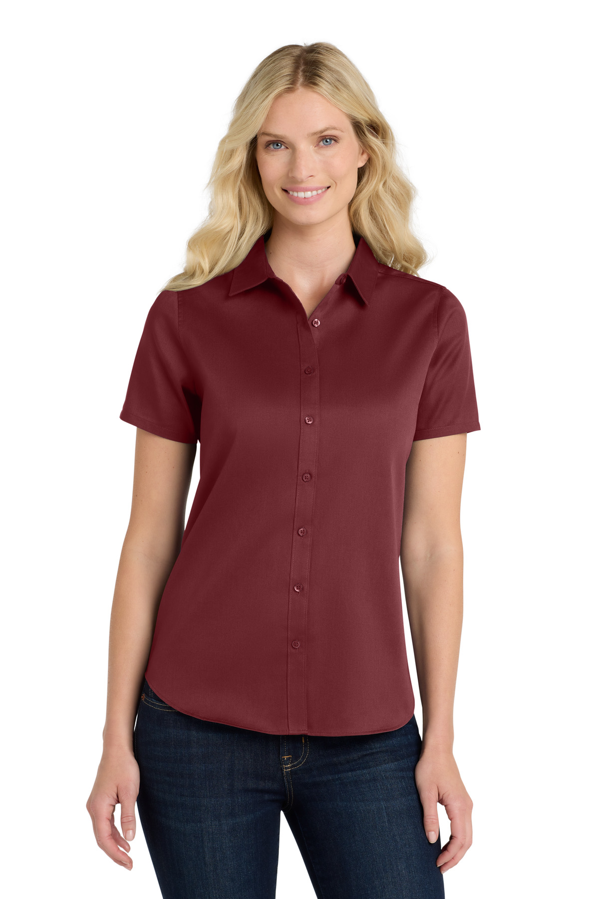 Port Authority ® Women's Short Sleeve SuperPro React ™ Twill Shirt. LW809 - Image 2