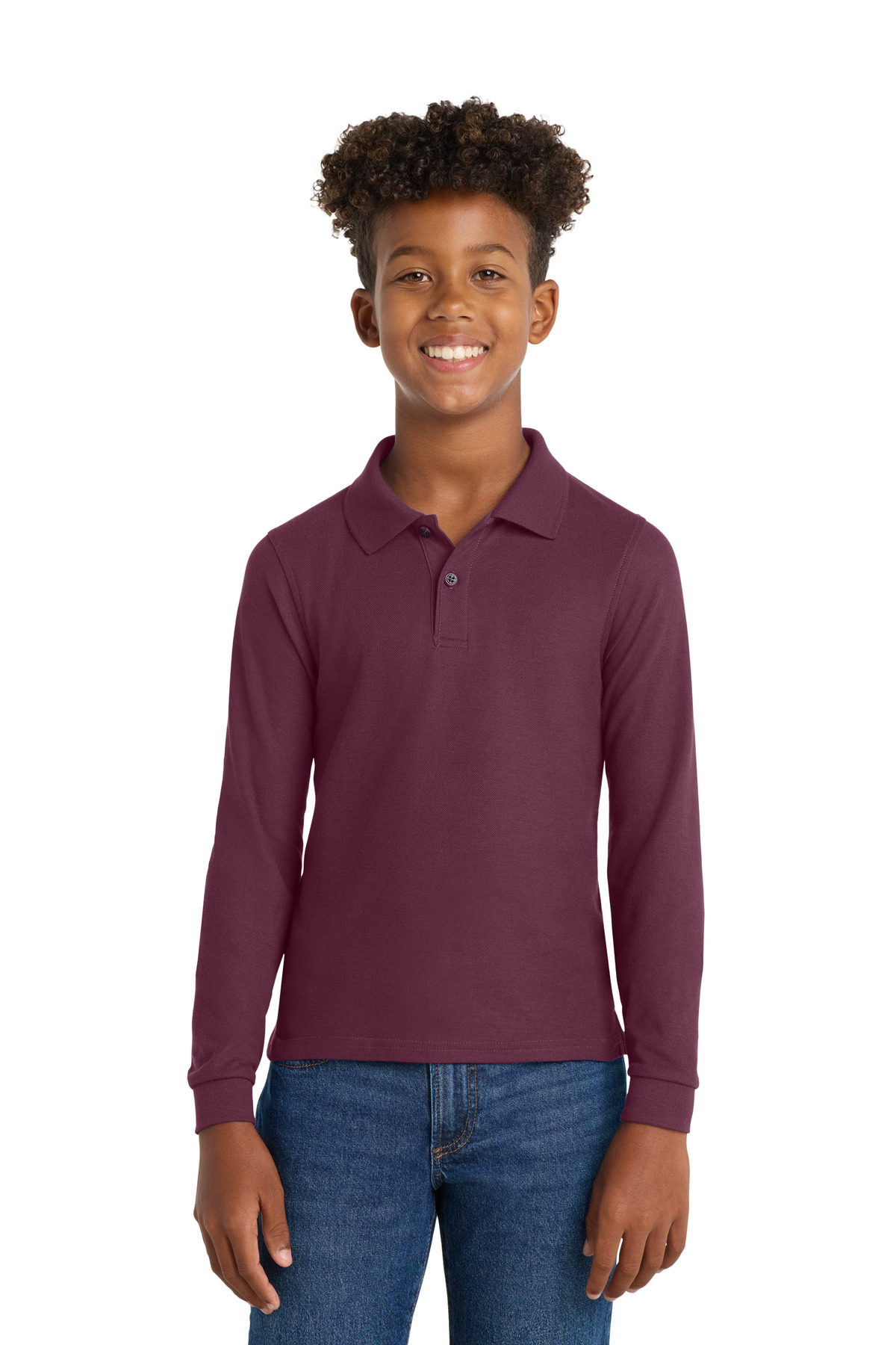 Port Authority ® Youth Long Sleeve Silk Touch™ Polo. Y500LS - Image 2