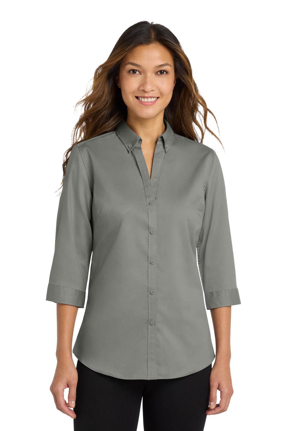 Port Authority ® Women's 3/4-Sleeve SuperPro ™ Twill Shirt. L665 - Image 2