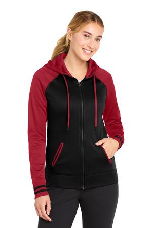 Sport-Tek Women's Sport-Wick Varsity Fleece Full-Zip Hooded Jacket. LST236