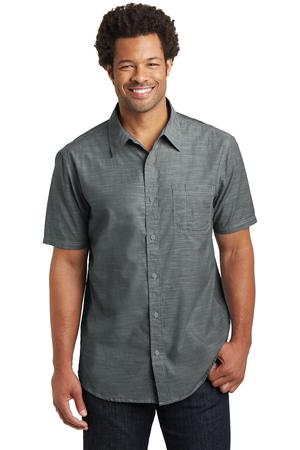 DISCONTINUED District Made Mens Short Sleeve Washed Woven Shirt. DM3810