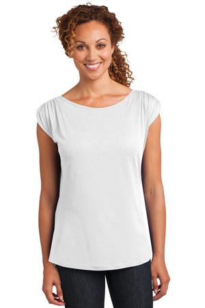 DISCONTINUED District Made Ladies Modal Blend Gathered Shoulder Tee. DM483