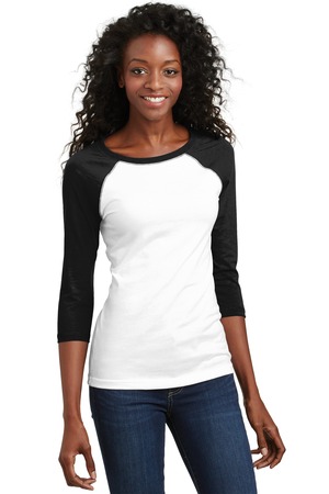 DISCONTINUED District - Juniors 50/50 3/4-Sleeve Raglan Tee. DT228