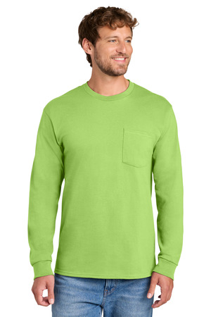Port & Co Long Sleeve Essential Pocket Tee. PC61LSP
