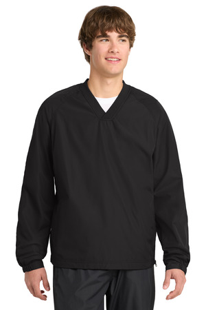 Sport-Tek JST72 V-Neck Raglan Wind Shirt — front