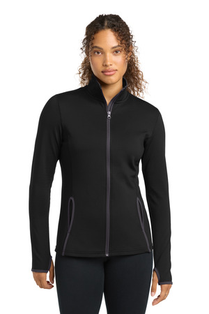 Sport-Tek LST853 Women's Sport-Wick® Stretch Contrast Full-Zip Jacket — front