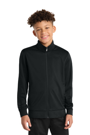 Sport-Tek YST94 Youth Tricot Sleeve Stripe Track Jacket — front