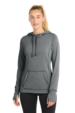 Sport-Tek Women's PosiCharge Tri-Blend Wicking Fleece Hooded Pullover. LST296