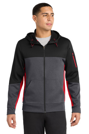 Sport-Tek Tech Fleece Colorblock Full-Zip Hooded Jacket. ST245
