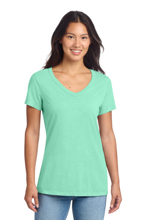 Port & Co Women's Beach Wash Garment-Dyed V-Neck Tee LPC099V