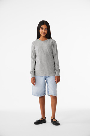 Bella + Canvas BC3501YCVC Youth Heather CVC Long Sleeve Tee — front