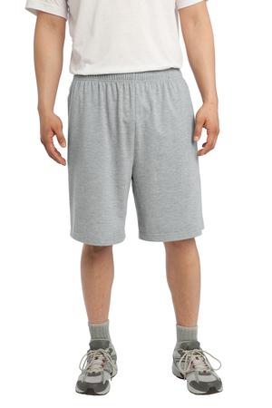 Sport-Tek ST310 Jersey Knit Short with Pockets in Heather Grey