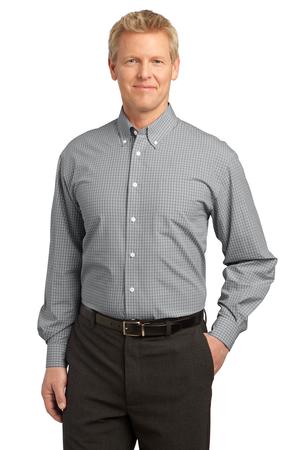 Port Authority S639 Plaid Pattern Easy Care Shirt in Charcoal