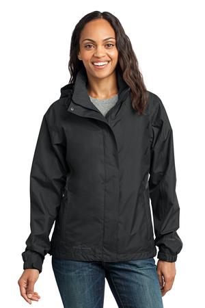 Eddie Bauer EB551 Women's Rain Jacket in Black/ Steel Grey