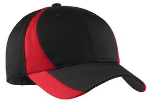Sport-Tek STC11 Dry Zone Nylon Colorblock Cap in Black/ True Red