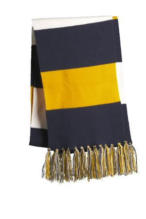 Sport-Tek STA02 Spectator Scarf in True Navy/ Gold/ White
