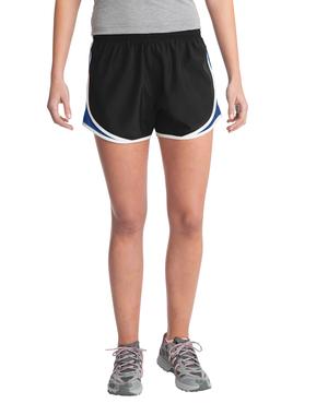 Sport-Tek LST304 Women's Cadence Short in Black/ True Royal/ White