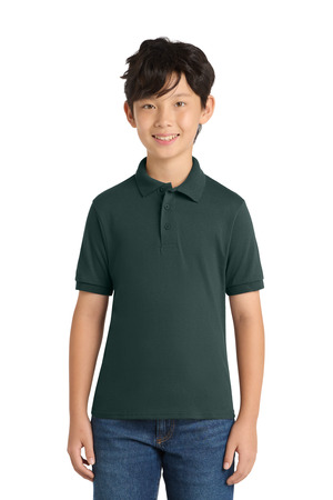 Port & Company KP55Y Youth Core Blend Jersey Knit Polo in Dark Green