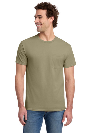 Jerzees 29MP Dri-Power 50/50 Cotton/Poly Pocket T-Shirt in Khaki