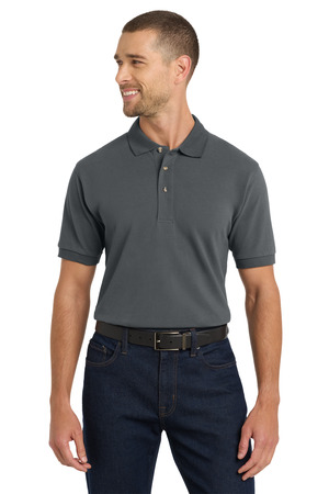 Port Authority K420 Heavyweight Cotton Pique Polo in Steel Grey