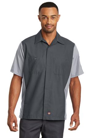 Red Kap SY20 Short Sleeve Ripstop Crew Shirt in Charcoal/ Light Grey