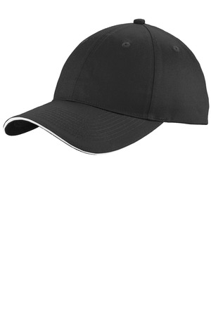 Port Authority C919 Unstructured Sandwich Bill Cap in Black/ White
