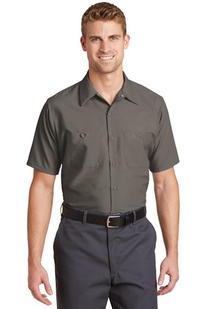 Red Kap SP24LONG Long Size, Short Sleeve Industrial Work Shirt in Grey