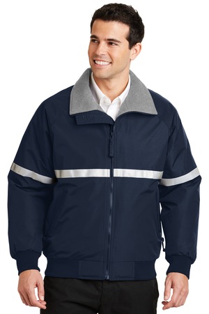 Port Authority J754R Challenger Jacket with Reflective Taping in True Navy/ Grey Heather/ Reflective