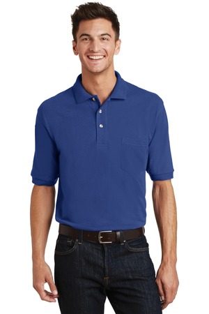 Port Authority K420P Heavyweight Cotton Pique Polo with Pocket in Royal
