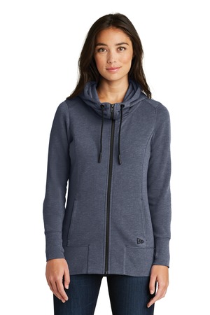 New Era LNEA511 Women's Tri-Blend Fleece Full-Zip Hoodie in True Navy Heather