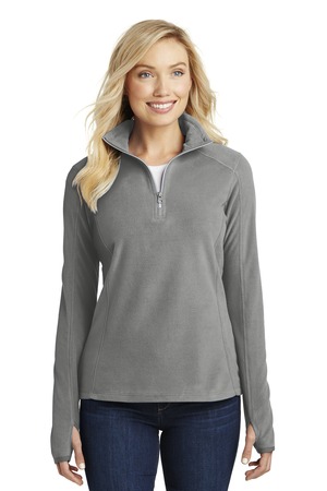Port Authority L224 Women's Microfleece 1/2-Zip Pullover in Pearl Grey