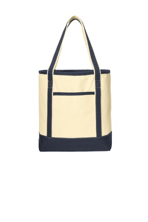 Port Authority BG413 Large Cotton Canvas Tote in Natural/ Navy
