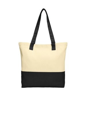 Port Authority BG414 Colorblock Cotton Tote in Natural/ Black