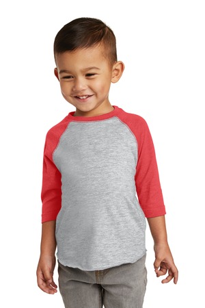 Rabbit Skins RS3330 Toddler Baseball Fine Jersey Tee in Vintage Heather/ Vintage Red