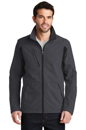 Port Authority J336 Back-Block Soft Shell Jacket in Battleship Grey/ Black