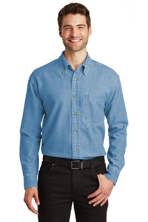 Port Authority S600 Long Sleeve Denim Shirt in Faded Denim