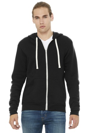 BELLA+CANVAS BC3909 Unisex Triblend Sponge Fleece Full-Zip Hoodie in Solid Black Triblend
