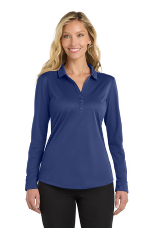 Port Authority L540LS Women's Silk Touch Performance Long Sleeve Polo in Royal