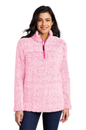 Port Authority L130 Women's Cozy 1/4-Zip Fleece in Pop Raspberry Heather