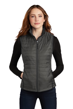Port Authority L851 Women's Packable Puffy Vest in Sterling Grey/ Graphite