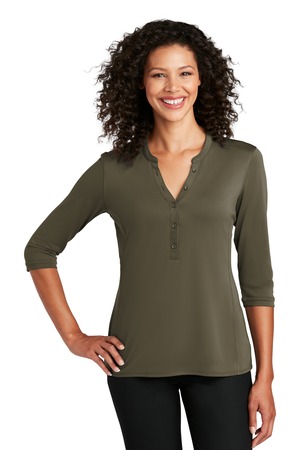 Port Authority LK750 Women's UV Choice Pique Henley in Deep Olive