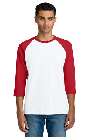 Gildan 5700 Heavy Cotton 3/4-Sleeve Raglan T-Shirt in White/ Red