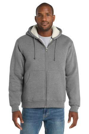 CornerStone CS625 Heavyweight Sherpa-Lined Hooded Fleece Jacket in Grey