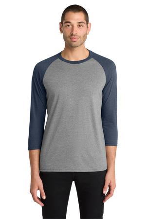 District DM136 Perfect Tri 3/4-Sleeve Raglan in Navy Frost/ Grey Frost