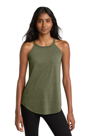 District DT137L Women's Perfect Tri Rocker Tank in Military Green Frost