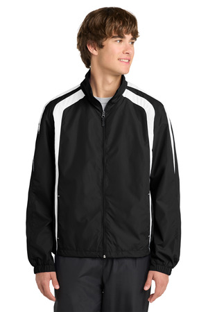 Sport-Tek JST60 Colorblock Raglan Jacket in Black/ White