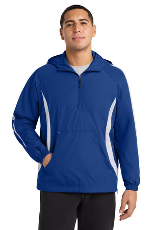 Sport-Tek JST63 Colorblock Raglan Anorak in True Royal/ White